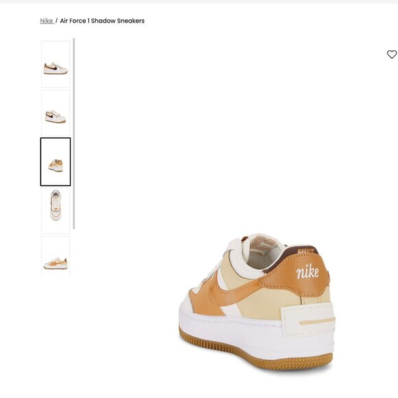 Air Force 1 Shadow Sneakers Nike Size: 7 Color: Sail, Cacao, Flax, & Sesame - Picture 3 of 9